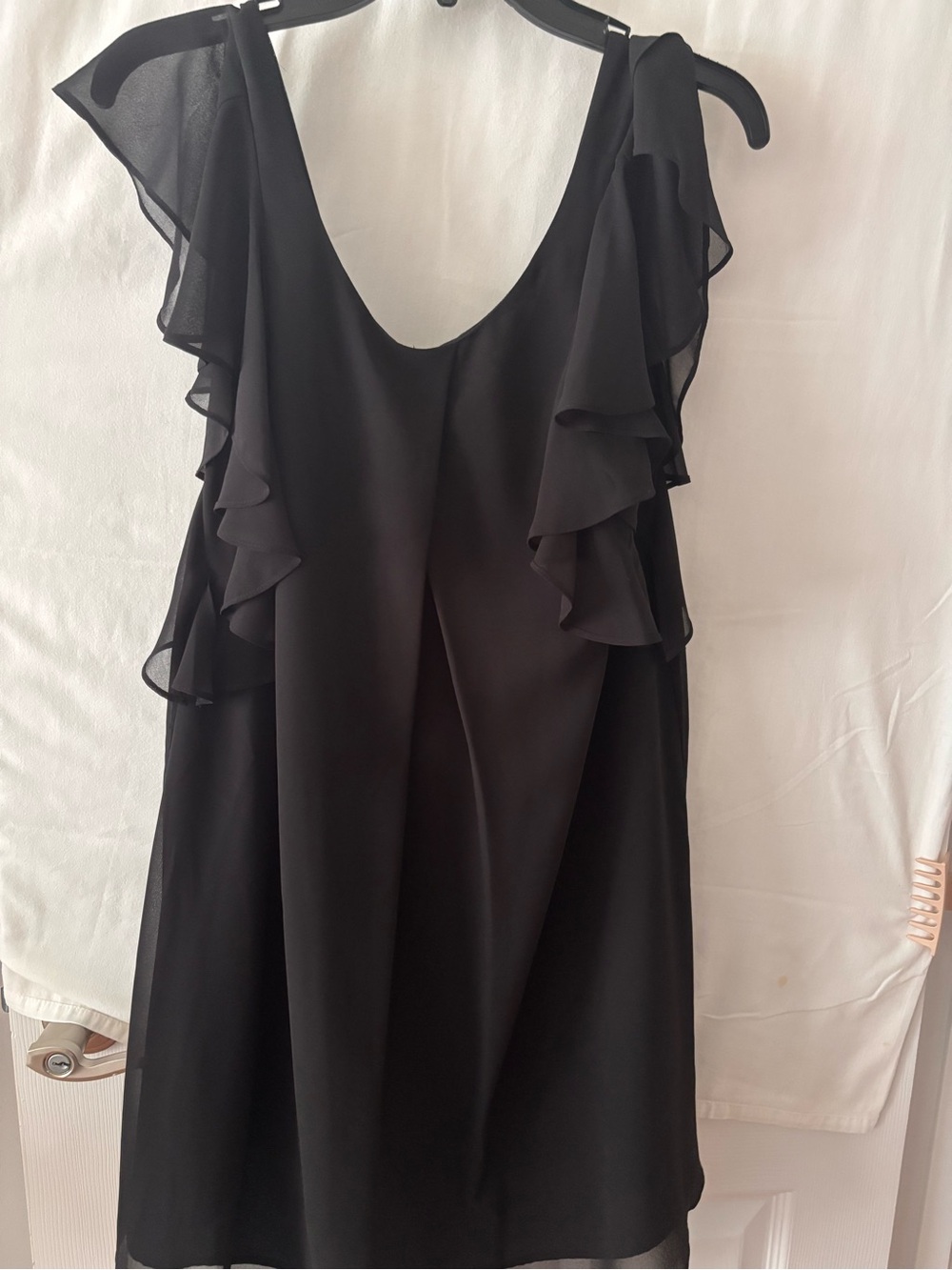 BCBGeneration Black Mini Dress with Ruffle Sleeves